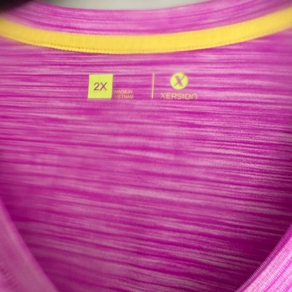 Xersion Purple Striped V-Neck Women's Tee - Picture 2 of 4